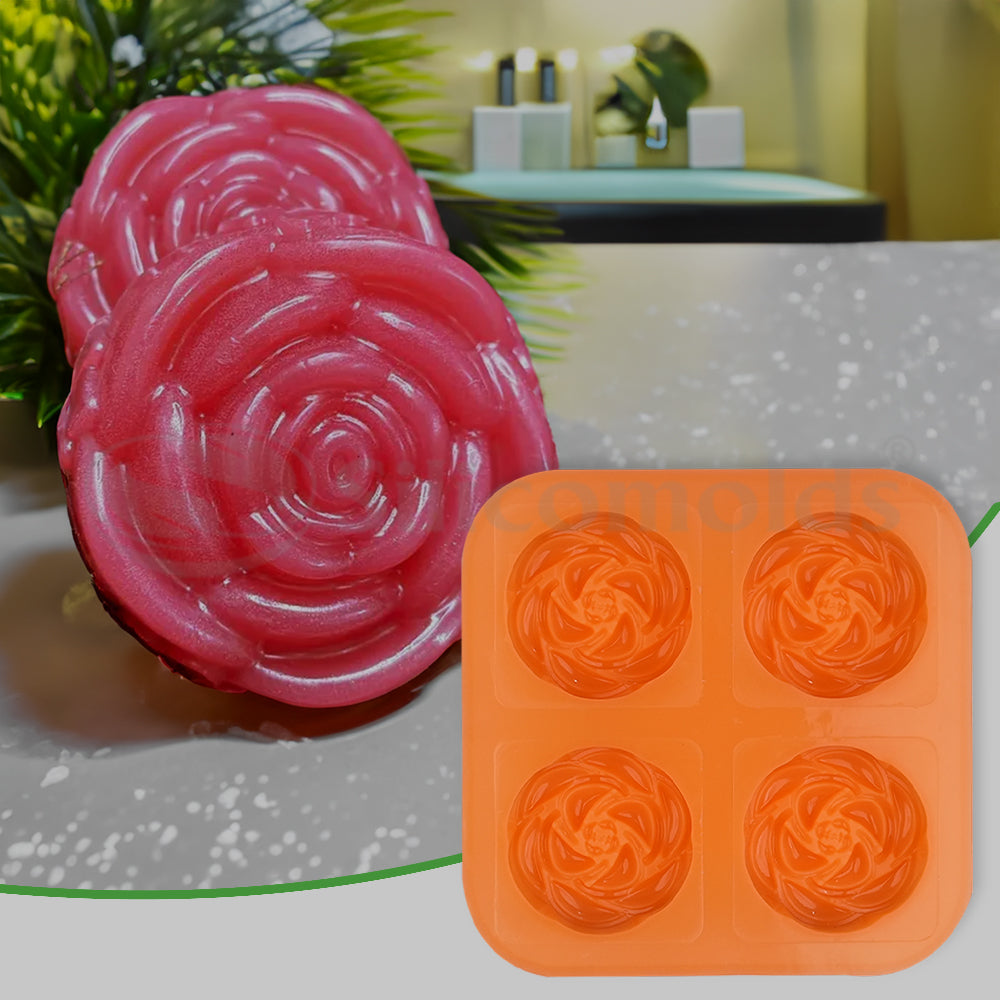 SILICOMOLDS - 70gms – Blooming Rose - 4 Cavities Silicone Soap Mold-URP027SM